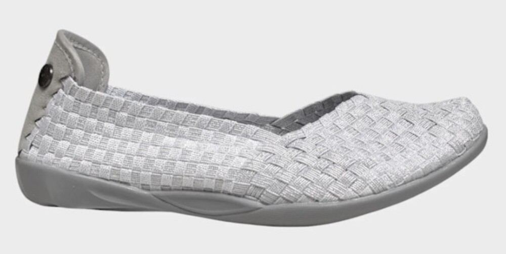 Bernie Mev Women's Slip On Shoes Light Gray Woven Elastic Knit Casual Comfort Ca
